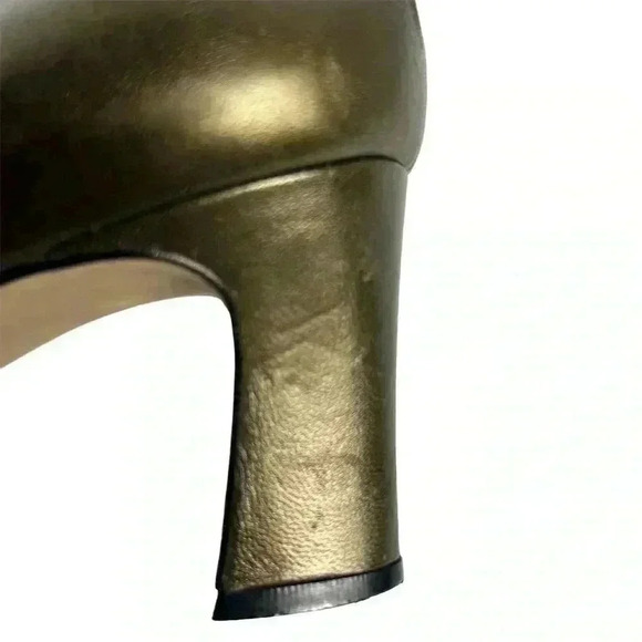 Etienne Aigner Women's Vintage Metallic Green Brown Leather Pumps Size 9 - Picture 10 of 14